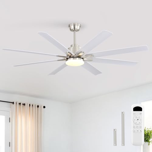 Sofucor 132 cm Ventilateur Plafond avec Lumière et Télécommande | Silencieux DC, 8 Pales, 3 Températures de Couleur, Minuterie, 6 Vitesses, Mode été/Hiver pour Salon, Cuisine