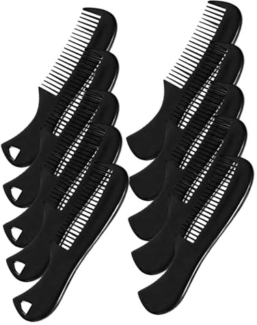 STOBAZA Feiner Bartkamm 10 Stück Kleiner Schnurrbartpflege Kamm für Herren Schwarz Kunststoff Kompaktes Styling für Reisen und Tägliche Nutzung