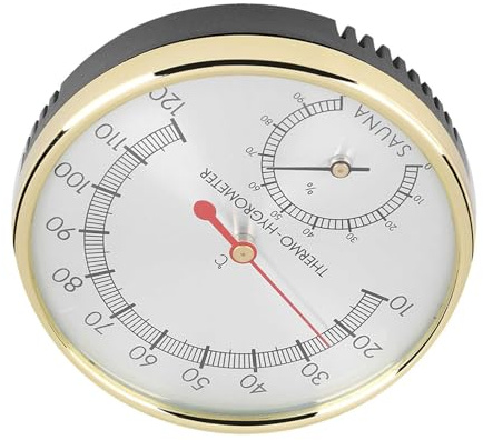 Fabater Metallurtavla Inomhustermometer Hygrometer för Basturum, 10℃-120℃ Temperaturfuktighetsmätare, 2-i-1 Hygrotermometer Exakt Mätare för Hembastutillbehör