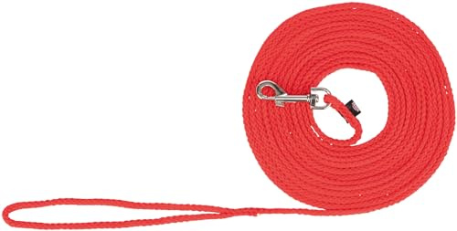 TRIXIE Schleppleine S–M, 15 m ø 5 mm in rot - Lange Hundeleine für Training und Outdoor - für kleine bis mittelgroße Hunde - 19773