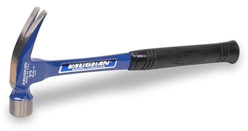 Vaughan 10120 22 Ounce A/S Framing Hammer | Forged High Carbon Steel, Powder-Coated Finish, Octagon Neck, Non-Slip Cushioned Grip, Finish Work, VN10120