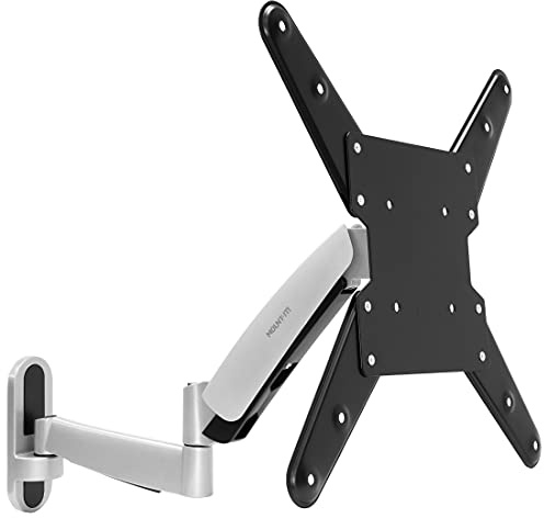 Mount-It! Full Motion Gas Spring TV Wall Mount for 25–55 Inch LED LCD OLED Flat Screen TVs | Height Adjustable 13.5” Articulating Arm | VESA 100x100 to 400x400 | 44 lb Capacity | Single Stud | Silver
