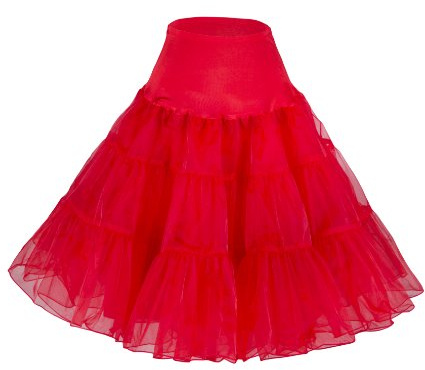 Flora 50s Vintage Rockabilly Enaguas Neto Falda, 25/63cm de Largo (Xsmall-Medium, Rojo)