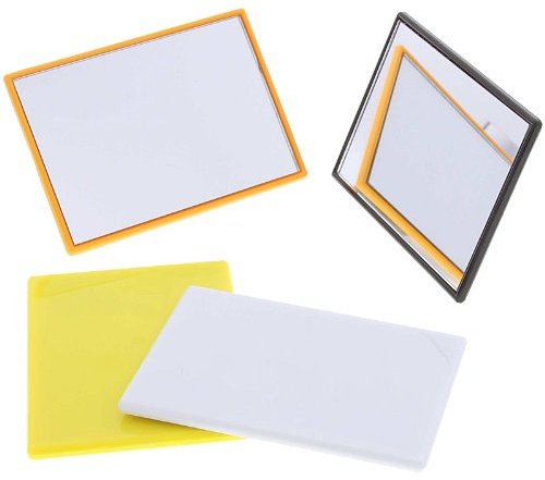 Eckiger Kleiner Taschen-Spiegel - Handspiegel, Kosmetex Spiegel mit Kunststoff Korpus, Schwarz