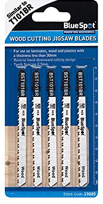 Blue Spot Tools 19005 5 Piece Wood Cutting Jigsaw Blades (Similar to T101BR), Black/Silver, Set of 5