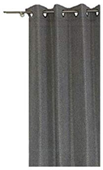 ALDOMO Oesenschal Ösenvorhang 140x235 cm Polaris Deko Gardine Leinenoptik meliert Grau