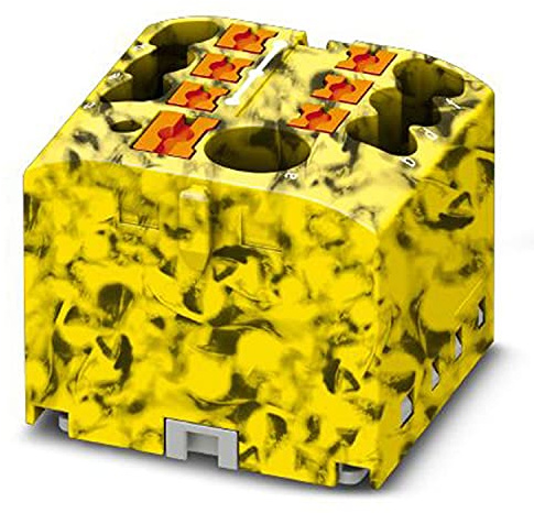 Phoenix Safe Contact PTFIX 6/6X2,5-FE Verteilerblock, Grundklemme mit Einspeisung, 450 V, 24 A, Anzahl der Anschlüsse 7, Querschnitt 0,14 mm²-4 mm², Schwarz/Gelb, Schwarz/Gelb, 10 Stück