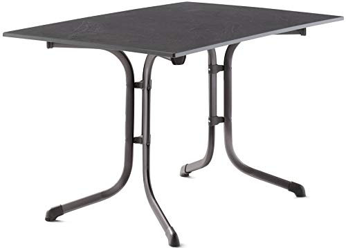 SIEGER Boulevard-Klapptisch mit vivodur-Dekorplatte, 120x80 cm, eisengrau, Schieferdekor anthrazit