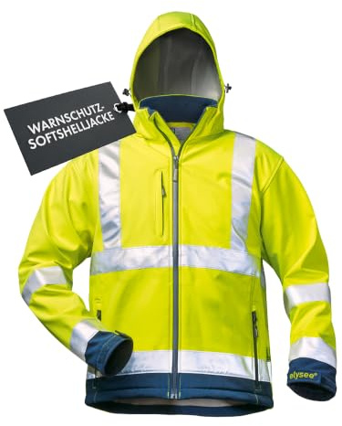 Elysee® Warnschutzjacke Softshell Arbeitsjacke, 5.000 mm Wassersäule | reflektierende Warnjacke mit 3-Lagenlaminat, atmungsaktive Sicherheitswarnjacke, abnehmbare Kapuze