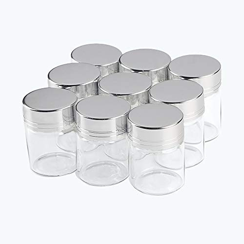 24pcs 15ml La Jolie Petite Bouteille en Verre, la Bouteille en Verre est Transparente,Le capuchon est en aluminium argenté,C'est très beau. (15ml, Silver)