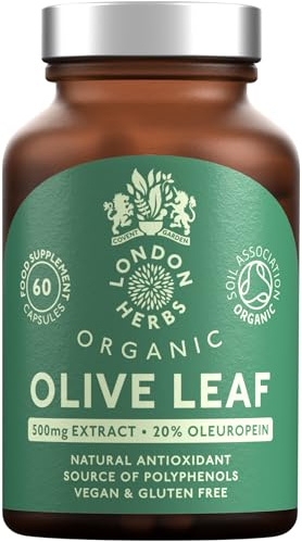 Organic Olive Leaf Extract 500mg | Standardised for 20% Oleuropein | 60 Vegan Capsules | Made in The UK