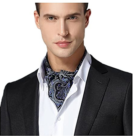 UK_Stone Herren Seide Krawattenschal Paisley Block Pattern Halstuch Beidseitig verwendbar