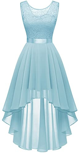 Berylove Vokuhila, Abito da Cocktail da Donna, Elegante, per Matrimoni, Feste, Senza Maniche, per Damigella d'Onore BLP7035 Light Blue 2XL