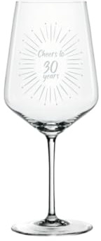 Spieglau Style Weinglas 630ml mit Gravur Cheers to 30 years - Geschenk 30. Geburtstag 1996 - Geschenkidde runde Geburtstage, Hochzeit, Jubiläum, Jahrestag, Party – für Frauen, Männer (Weinglas 30)