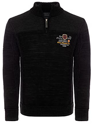 Carisma Maglione da uomo • Troyer da uomo con ricamo • Piacevole maglione Regular Fit per ufficio e tempo libero 7803, Nero , L