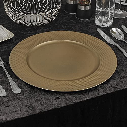 URBNLIVING 33cm Christmas Dinner Charger Plates Placemats Dining Table Setting Reusable Party Decor (Matt Geo Gold, 6 Charger Plates)
