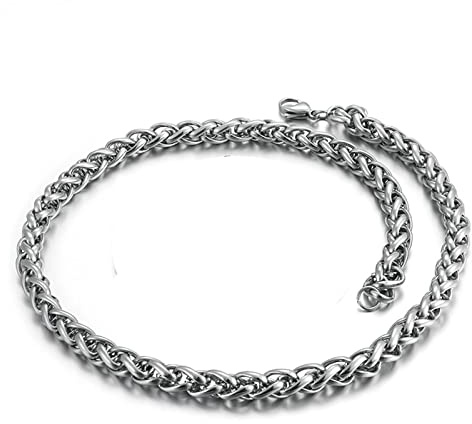 KnSam Edelstahl Weizenkette 45-65 cm, Männer Kette Gold/Silber/Schwarz Herren Halskette Edelstahl Ohne Anhänger Breit 8/ 10MM Freundschaftskette