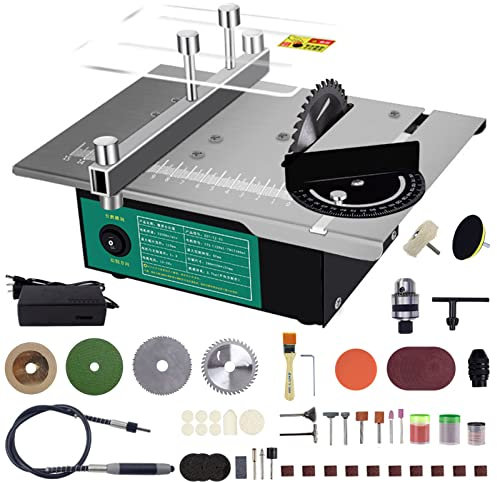 Mini Scie De Table, 180W Scie Circulaire Sur Table De Précision Portables Avec 4 Lames, Profondeur De Coupe De 40Mm, Scie À Bois Multifonctionnelle Pour Petit Ménage Bricolage En Bois,Set 3