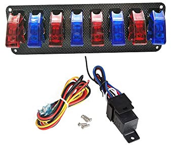 Riloer 12V 40A Set di pannello interruttore di accensione per auto da corsa universale con interruttore a levetta on/off pulsante del motore, con luce LED