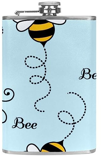 Flasque avec entonnoir Flacons personnalisés,abeille,Petit flacon portatif en acier inoxydable pour l'alcool