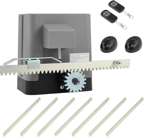 CO-Z 200W Motor para Puerta Corredera Capacidad 600KG Abridor de Puerta Corredera con 4m Cremallera de Acero y 2 Controles Remotos