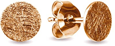 Ohrstecker eismatt rund 925 Silber, Gold, Roségold & Schwarz, 4-10 mm | handgefertigt in Deutschland, nickelfrei, eismatt-flach, fürs 2. Ohrloch, ideal als Geschenk für Damen