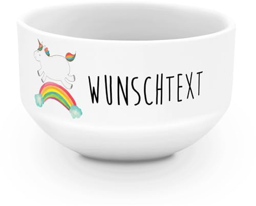 Mr. & Mrs. Panda Personalisierte Müslischüssel Einhorn Regenbogen - Geschenke, Erwachsenwerden, Glitzer, Unicorn, Schüssel mit Namen, Müslischale, personalisiert, Suppenschüssel, Einhornautobahn