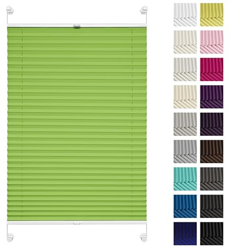 Rettika Plissee ohne Bohren, Plissee klemmfix, Pistazien, Breite: 70 cm, Höhe: 50 cm, Fensterrollo Sonnenschutz, Plisseerollo innen, Rollo für Fenster ohne Bohren