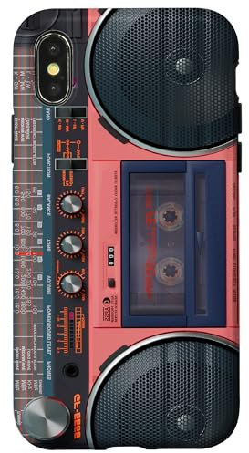Hülle für iPhone X/XS Boombox Throwback Retro Musik 80er & 90er Koralle Ghettoblaster