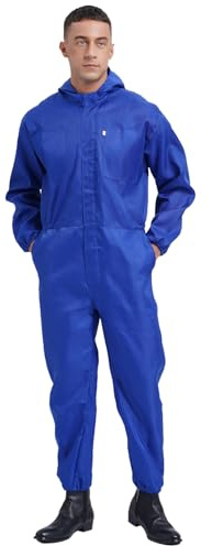 Oyolan Salopette da Lavoro Uomo con Cappuccio Combinazione Lavoro Abbigliamento da Lavoro Meccanici S-4XL, blu, XXL