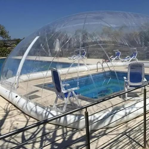 GLWJXSD Large Commercial Inflatable Swimming Pool Cover Transparent Dome Fence, Children's Water Park Windproof Snow Pool Outdoor Debris Shielding Cover,12x8x4M