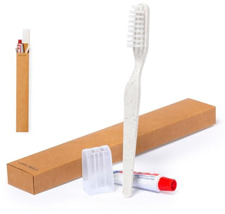 Set dentale eco-friendly con spazzolino da denti di canna di grano e dentifricio – confezione da 50 kit per la cura orale naturale e sostenibile
