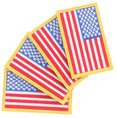 HOODANCOS 4stücke Amerikanische Flagge Patches Gestickte Aufnäher Für Kleidung Rucksäcke Und -projekte Selbstklebend Und Nähen Dekoration Für Mode Und Handwerk