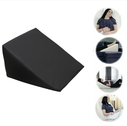 BUY ALL HERE Large Triangle Adult Wedge Pillow for Sleeping Post Surgery Bed Rest Reflux, and Reduced Tossing and Turning, Wedge Pillow for Leg & Knee, 51 X 46 X 28 CM (Black)