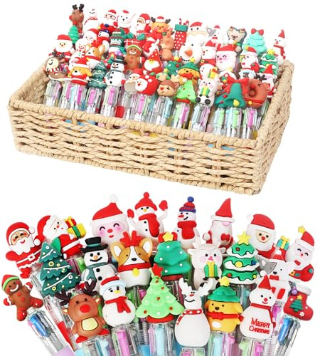 Gudotra 50 Pezzi Penne Natalizie Bambini Regalini Fine Festa Compleanno Penne a Sfera Multicolore Gadget Natale Bambini Gadget Compleanno (50)