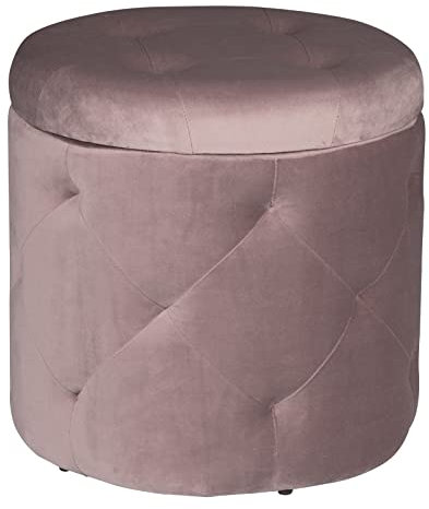 BOSHYUM Fußhocker Rundhocker Sitzhocker Samt Pouf Aufbewahrungsbox mit Stauraum Sitztruhe Abnehmbarer Deckel 39,5x39,5x40cm Fußbank Fußstütze Fußhocker