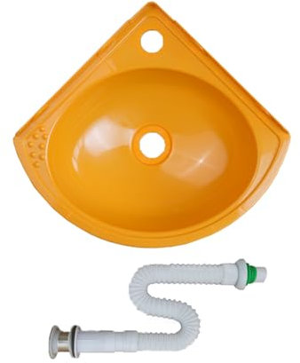 TYTFTDLD Dreieck Kunststoff Waschbecken, Wandmontage，Kunststoffe，Einfache Wand Waschbecken, Kleines Waschbecken, Badezimmer Waschbecken, Mini Waschbecken, Gästetoilette，39.5cm*34.5cm[gelb]
