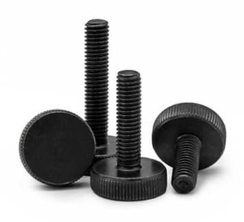 Voirrow 2 Stück M10 30 mm HD großer Flacher Kopf gerändelte Handdrehschrauben Schrauben Knopfschraube Einstellschraube Gewindenägel Kohlenstoffstahl SCHWARZ GB835(M10x30mmxD30x8.5mm)