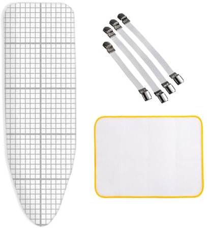 ZJBKX Copriasse da stiro di ricambio con clip e panni antiscottatura, facile da montare, in morbido cotone, 150 x 60 cm