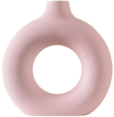 Molyorch Keramik Vase, Runde Form Vasen, Moderne Deko Kunst Vase, für Büro-Desktop-Dekoration, Wohnzimmer Moderne Dekoration, Einzugsgeschenk Hochzeit (Rosa)