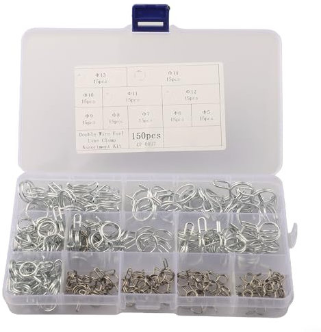 150Pcs Stainless Steel Double Wire Hose Clamp Kit, For Hose Applications, Machinery, Hardware, Cars, Motorcycles, Yachts, Trailers, Ect