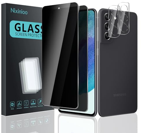 [4 Stück] Sichtschutz Schutzfolie für Samsung Galaxy S21 FE, [2* Anti-Spy Schutzglas + 2* Kameraschutz] Sichtschutzfolie, [Anti-Spion] [9H Härte] [Bläschenfrei] [Kratzfest]