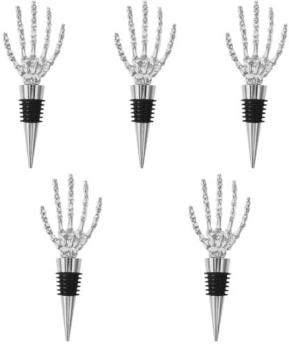 Ciieeo 5pcs Halloween Party Favor Wine Bottle Stoppers Skeleton Design for Beer Bottle Stoppers Decorative Halloween Wine Saver for Party Favor