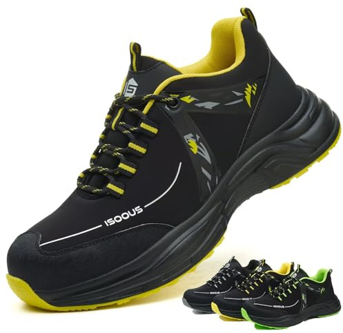 Scarpe Antinfortunistiche Uomo Donna Scarpe da Lavoro Leggere Scarpe da Cantiere Antiscivolo Traspiranti Giallo 42