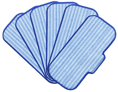 Newbealer 6er Set Ersatz Mikrofaser-Pads für Dampfreiniger NB602N - Langlebig, Waschbar und Wiederverwendbar für Hartholz, Laminat, Fliesen und Keramikböden, Blau-Weiß