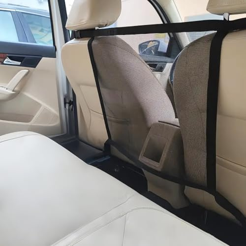 Dog Car Divider Net Mesh, Dog Car Barrier Net with Rope Hooks, Pet Guards for Cars Backseat Easy Installation (53x53CM)