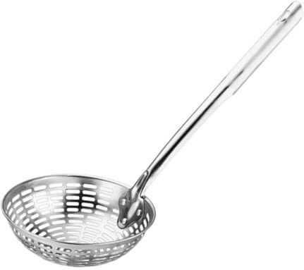 KOCKSHION Cucharón Espumadero Colador Mediano De Acero Inoxidable Con Mango Hueco y Función Antiquemaduras, Utensilio De Cocina Para Escurrir Pasta y Freír, Apto Para Uso Doméstico,