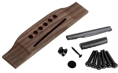 6 Saiten Akustikgitarre Holz Brücke Gitarre Sattel Nut Schlitz mit 6 Stegstiften Akustikgitarre Holz Rosenholz Steg