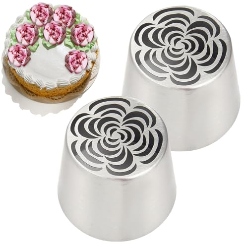 Piping Tips - Cake Decorating Kit | Mini Cupcake Liners | 2X Cake Frosting Decorating Nozzle | Russian Piping Tips | Dishwasher Safe & Baking Supplies for Christmas, Wedding, Birthday, Valentines