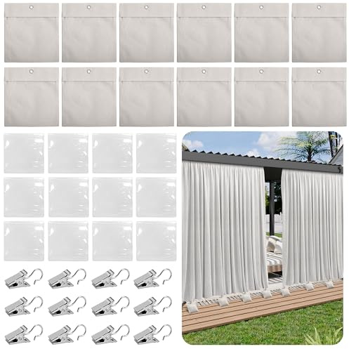 GIONAR Lot de 12 sacs lestés pour rideaux d'extérieur - Sac de poids portable - Sac de sable pour rideaux d'extérieur - Poids de draperie robustes pour pavillon, rideaux, cabane, gazebo, jardin